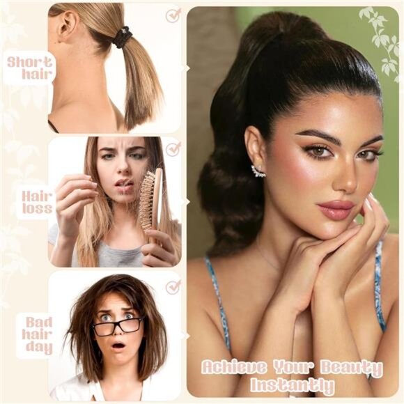 Womens 15" Ponytail Extension Drawstring Curly Wavy Ash Blonde - Picture 5 of 5